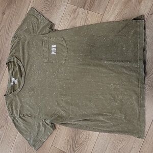 PINK Victoria's Secret Olive Green Womens T-Shirt